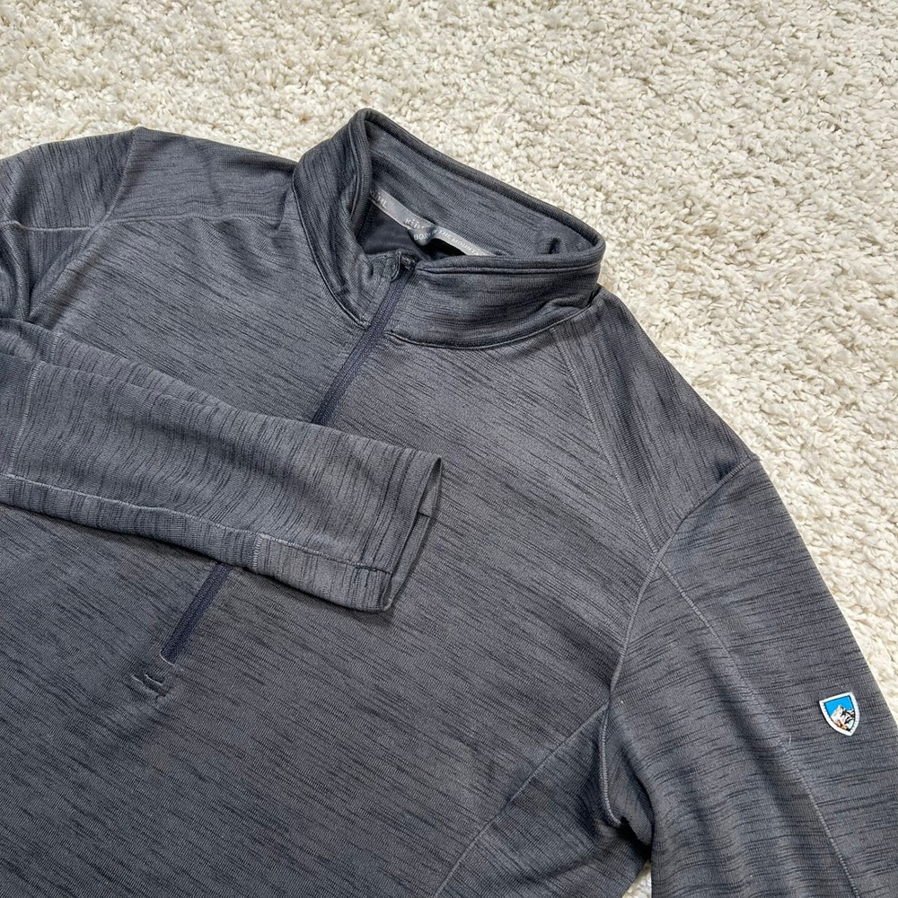 KUHL Alloy 1/4 Zip Large Sweatshirt Dark Gray Heathered Pullover 3118 Quarter